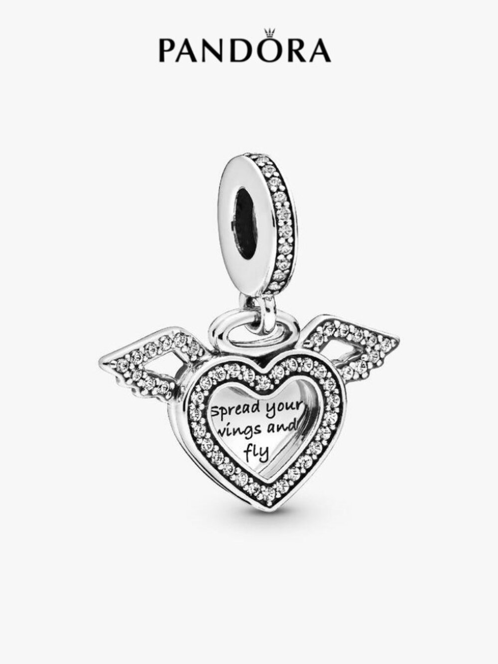 Pandora  Heart and Angel Wings Dangle Charm